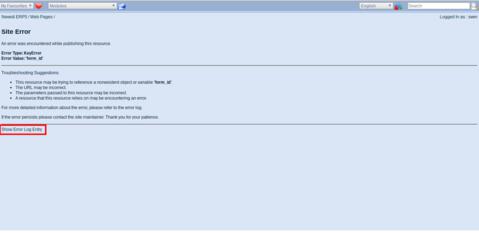 ERP5 | Open Source ERP - Screenshot ERP5 Site Error