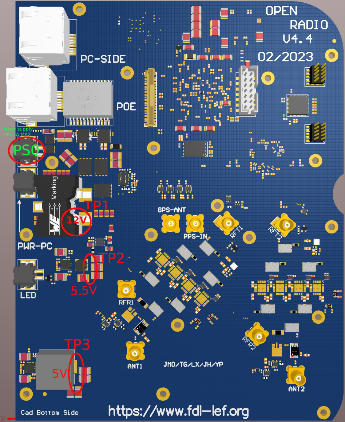 3D view of PCB board