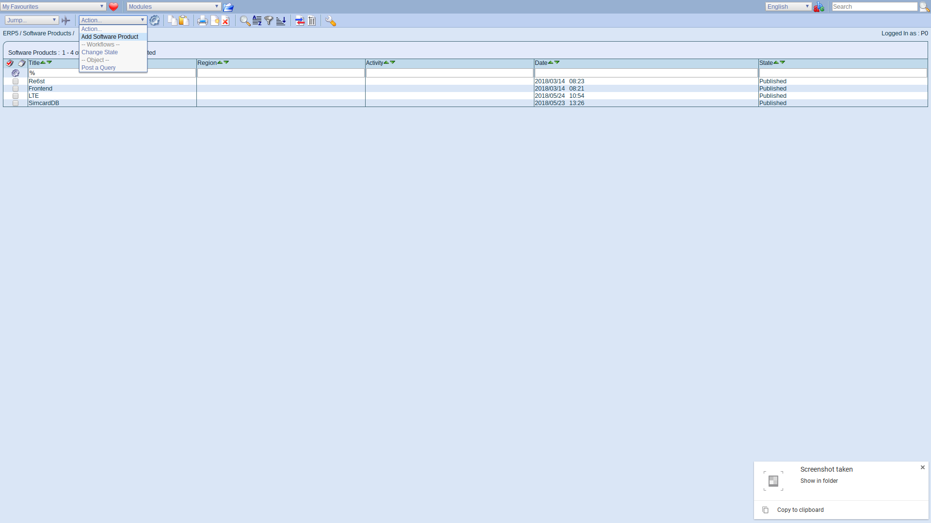 ERP5 Interface - Administrator Add Software Product Webrunner
